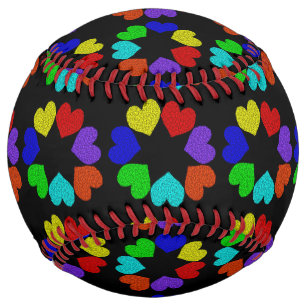 Floral Rainbow Love Hearts Softball