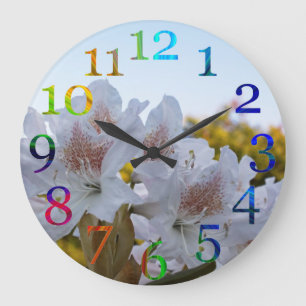 Floral rainbow numbers large clock