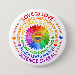 Floral Rainbow Political and Social Stand 3 Inch Round Button