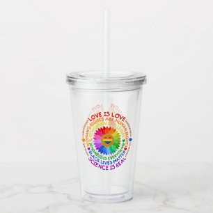 Floral Rainbow Political and Social Stand Acrylic Tumbler
