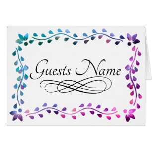 Floral Rainbow Seating Guests Name Table Card