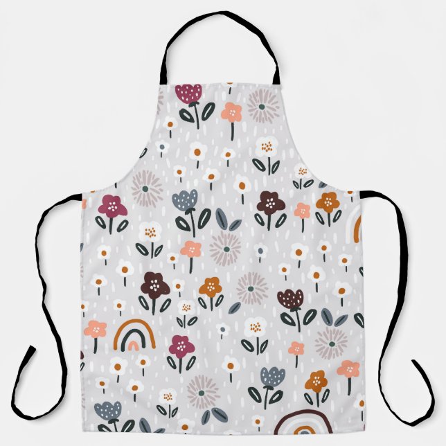 Floral Rainbows: Hand Drawn Seamless Texture Apron (Front)
