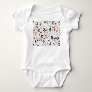 Floral Rainbows: Hand Drawn Seamless Texture Baby Bodysuit