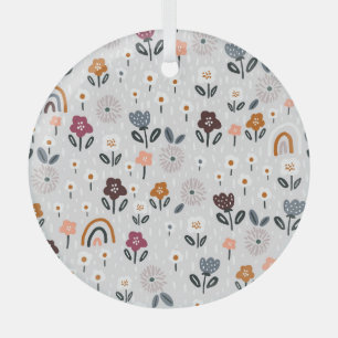 Floral Rainbows: Hand Drawn Seamless Texture Glass Ornament