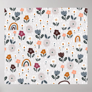 Floral Rainbows: Hand Drawn Seamless Texture Poster