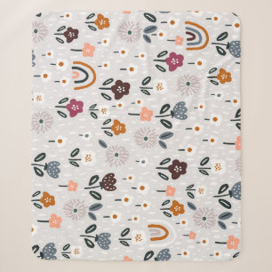Floral Rainbows: Hand Drawn Seamless Texture Sherpa Blanket