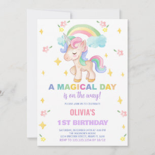 Floral Rainbows Unicorn Invitations d'anniversaire