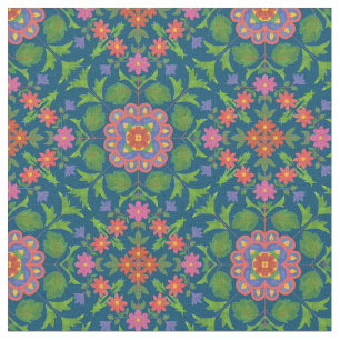 Floral Rangoli Pattern Fabric to Customize