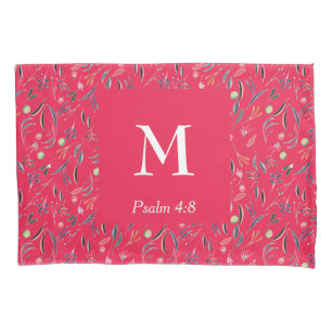 FLORAL Raspberry   MONOGRAM   Christian Pillowcase