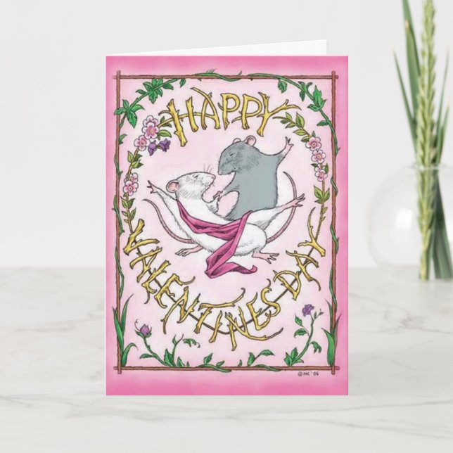 Floral Rattie Valentine Holiday Card (Front)