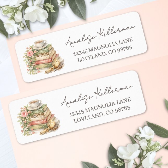 Floral Reading Lover Book Return Address (Floral Reading Lover Book Return Address Label )