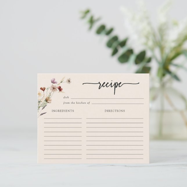 Floral Recipe Card (Standing Front)