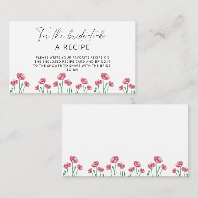 Floral Recipe for the bride to be  Enclosure Card (Front/Back)