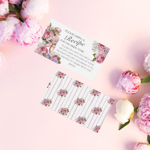 Floral Recipe Request Bridal Shower Enclosure Card