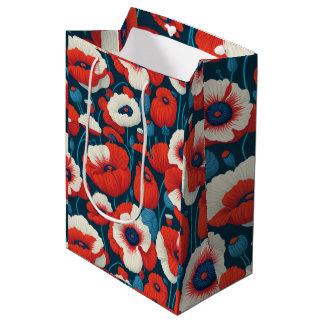 Floral red and white flower partner medium gift bag