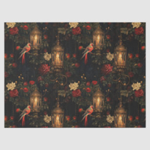 Floral Red Birds and Lanterns Decoupage Tissue Paper