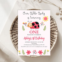 Floral Red Black Our Little Ladybug 1st Birthday