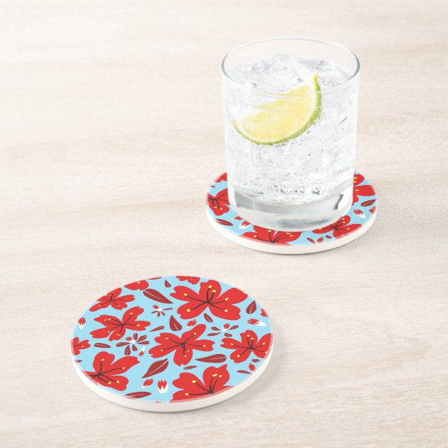 Floral Red Coaster (Side)