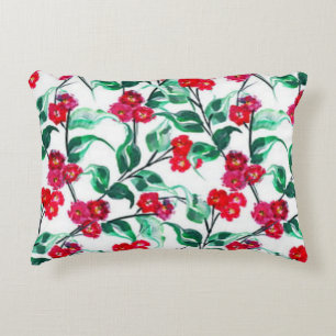 Floral Red Colour Flowers Pattern-56698 Accent Pillow