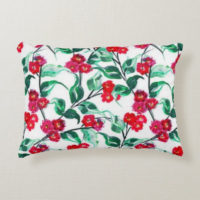 Floral Red Colour Flowers Pattern-56698 Accent Pillow (Front)