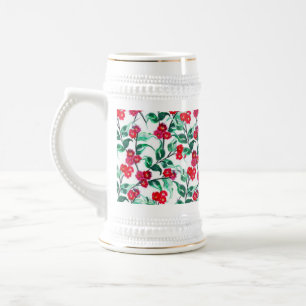 Floral Red Colour Flowers Pattern-56698 Beer Stein