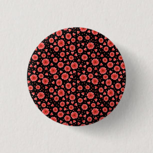 Floral Red Flowers Pattern-23321 1 Inch Round Button