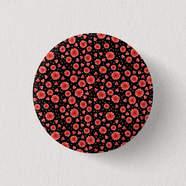Floral Red Flowers Pattern-23321 1 Inch Round Button (Front)