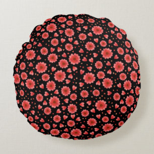 Floral Red Flowers Pattern-23321 Round Pillow
