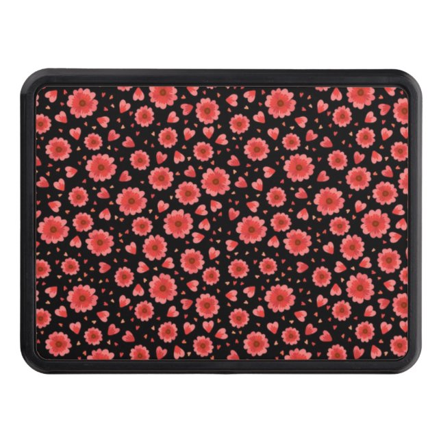 Floral Red Flowers Pattern-23321 Trailer Hitch Cover (Front)