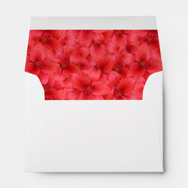 Floral Red Garden Lilies Custom Address Envelope (Back (Bottom))