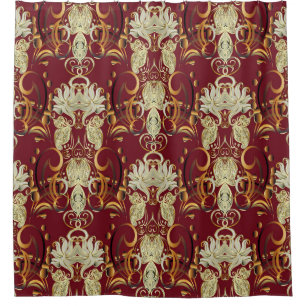 Floral red-gold, luxurious vintage pattern.