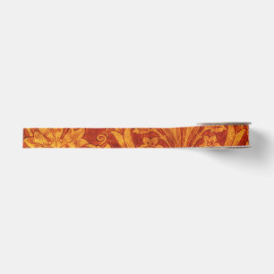 Floral Red & Golden Yellow Wm Morris Grosgrain Ribbon