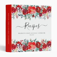 Floral Red Holly Christmas Holiday Kitchen Recipe
