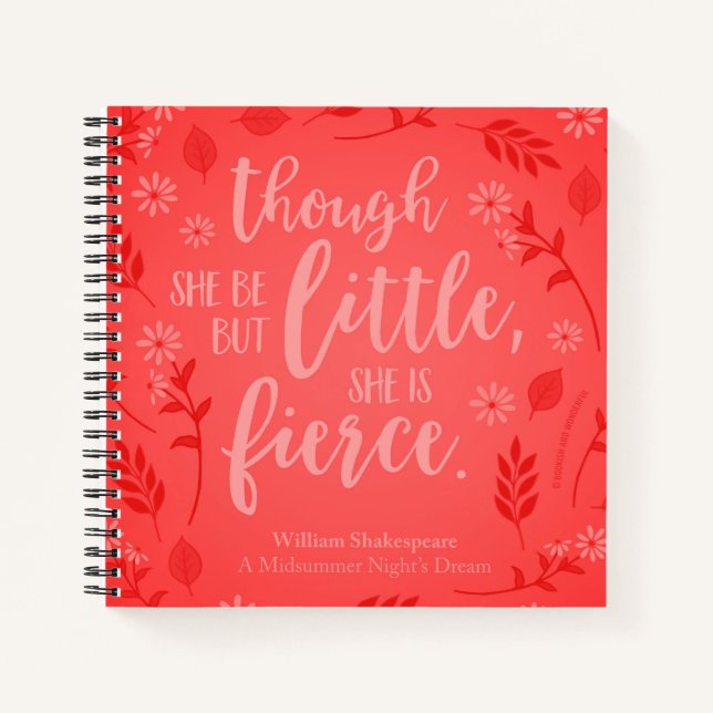 Floral Red Little But Fierce William Shakespeare Notebook (Front)