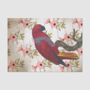 Floral Red Parrot Tissue Paper