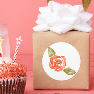 Floral red rose blossom , watercolor illustration classic round sticker