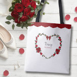 Floral Red Rose Bridesmaid Gift Tote Bag<br><div class="desc">Say "thank you" to your bridal party with a touch of romantic flair. These bridesmaid tote bags are the perfect way to package your proposal gifts or "getting ready" treats. Featuring the collection’s signature red rose heart and a decorative scalloped trim, these bags make for stunning group photos on the...</div>