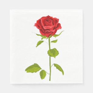 Floral Red Rose Flowers Wedding, Bridal Shower Napkin