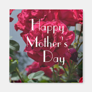 Floral Red Roses Greenery Full Bloom Mothers Day Magnet