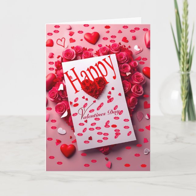 Floral Red Valentines Day I Love You Card (Front)