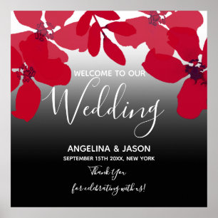 Floral Red Welcome Wedding Poster