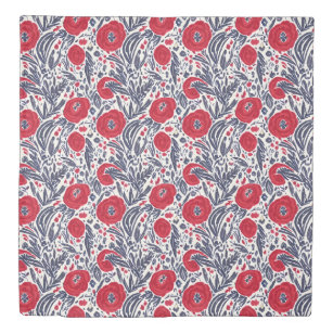 Floral Red White & Blue Botanical Poppies Duvet Cover