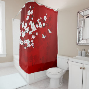 Floral Red White Cherry Blossom Oriental