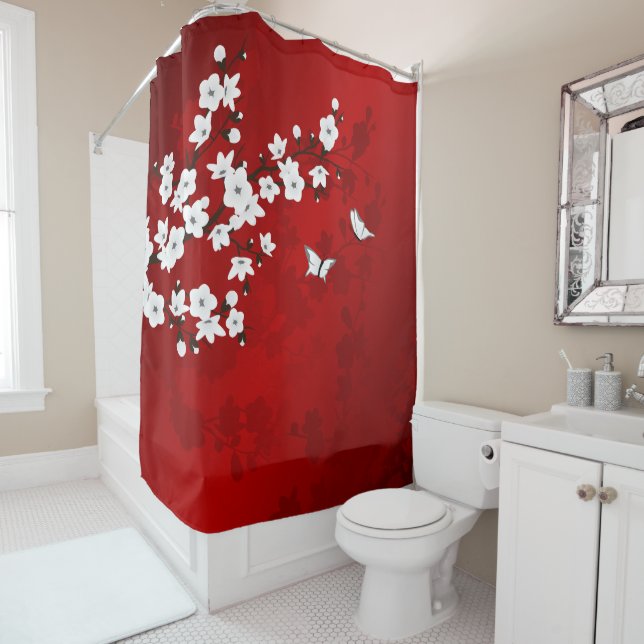 Floral Red White Cherry Blossom Oriental (In Situ)