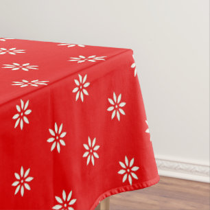 Floral Red & White Tablecloth