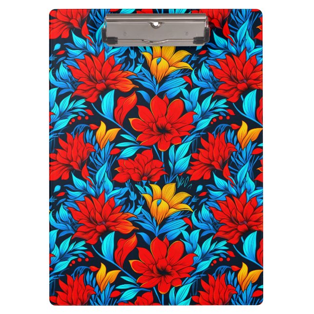 Floral Red yellow Flowers Pattern-13075 Clipboard (Front)
