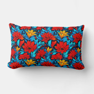 Floral Red yellow Flowers Pattern-13075 Lumbar Pillow