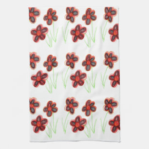 Floral Reds Kitchen Towel