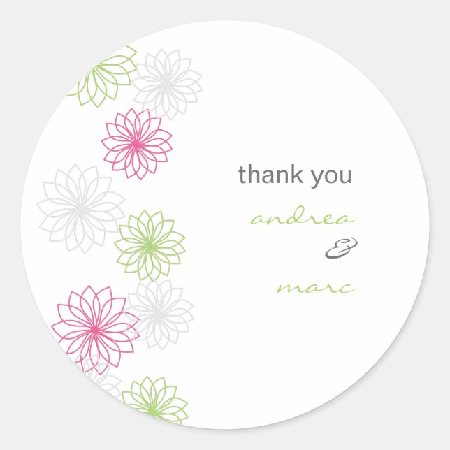 Floral Reflections Round Thank You Sticker (Front)