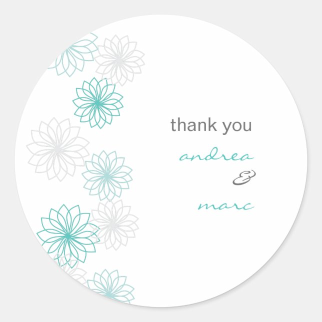 Floral Reflections Round Thank You Sticker (Front)